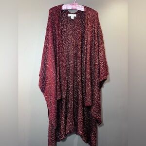 Adrienne Vittadini Sparkly Burgundy Knit Sweater Cardigan